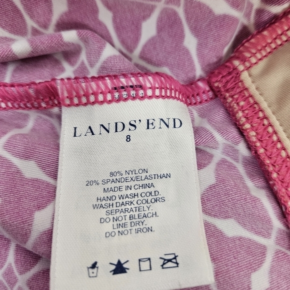 Lands' End Pink Geometric Halter Tankini Swimsuit Top Size 8 Women's - Picture 6 of 7